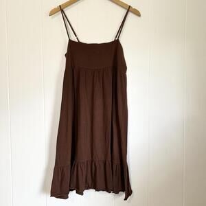 808 Local Brown Spaghetti Strap Ruffle Flowy Mini Dress Women's Medium / Large
